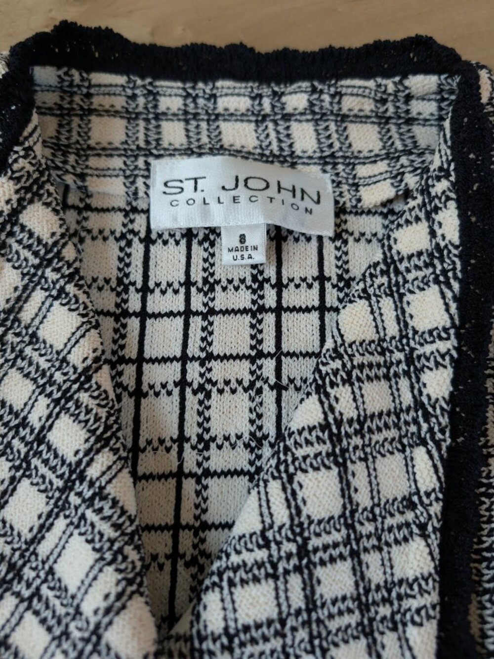 Vintage St. John Collection Plaid Knit Blazer Jacket Size 8 Made USA - Picture 7 of 13
